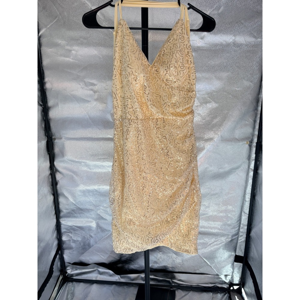 Yellow Sequin Cocktail Dress Miss Ord Sz M